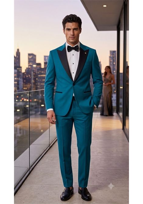 Teal Green Tuxedo with Black Peak Lapels MANUEL RITZ EVENING | dress | 3430AR3328 23316185